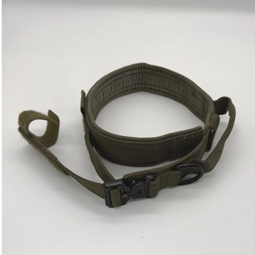 Excellent Elite Spanker Tactical Dog Collar XL Green Metal Buckle Handle K9